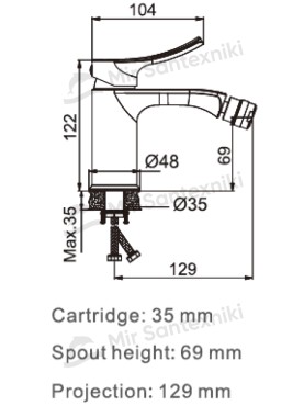 Debora bidet aralashtirgichi, bir richagli DBR202-40
