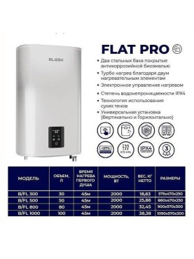 Водонагреватель Blesk модель FLAT800